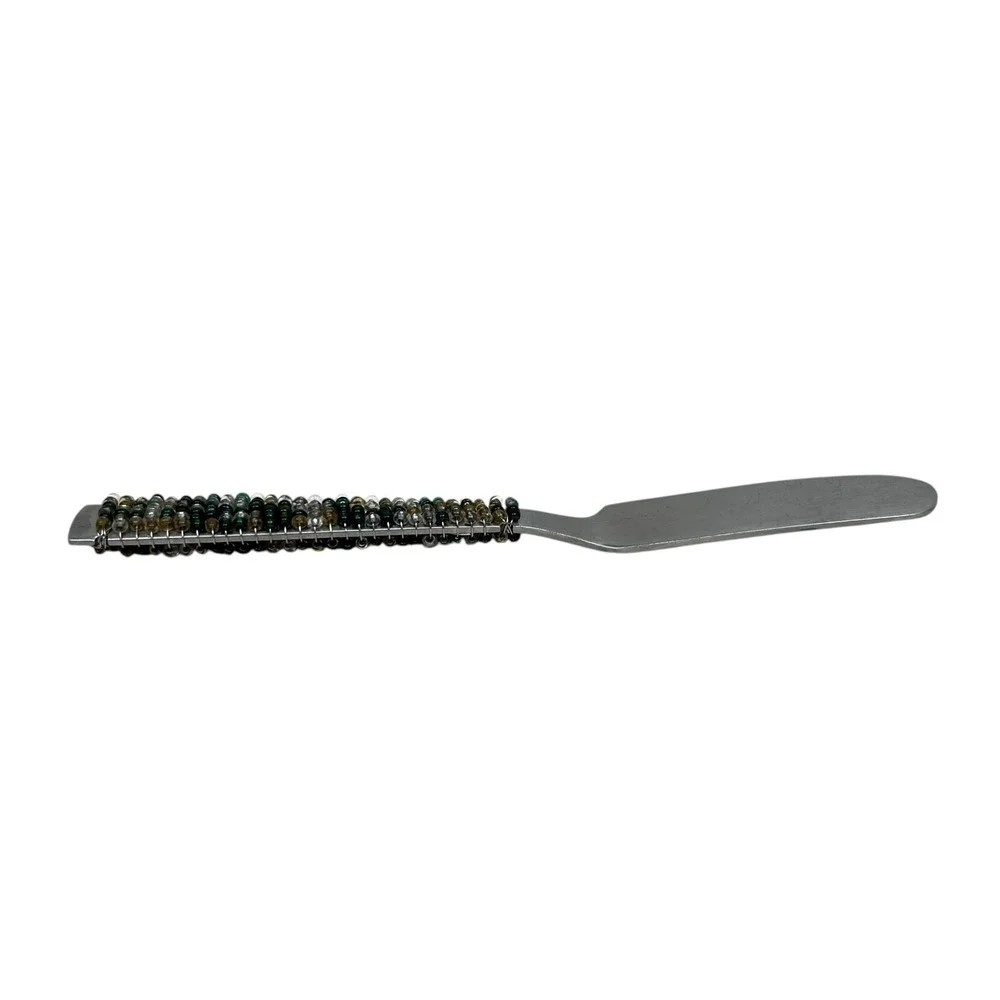 Vintage Kathy Hudson Cheese Butter Knife Beaded Wire Wrapped Utensil 5.5 in L